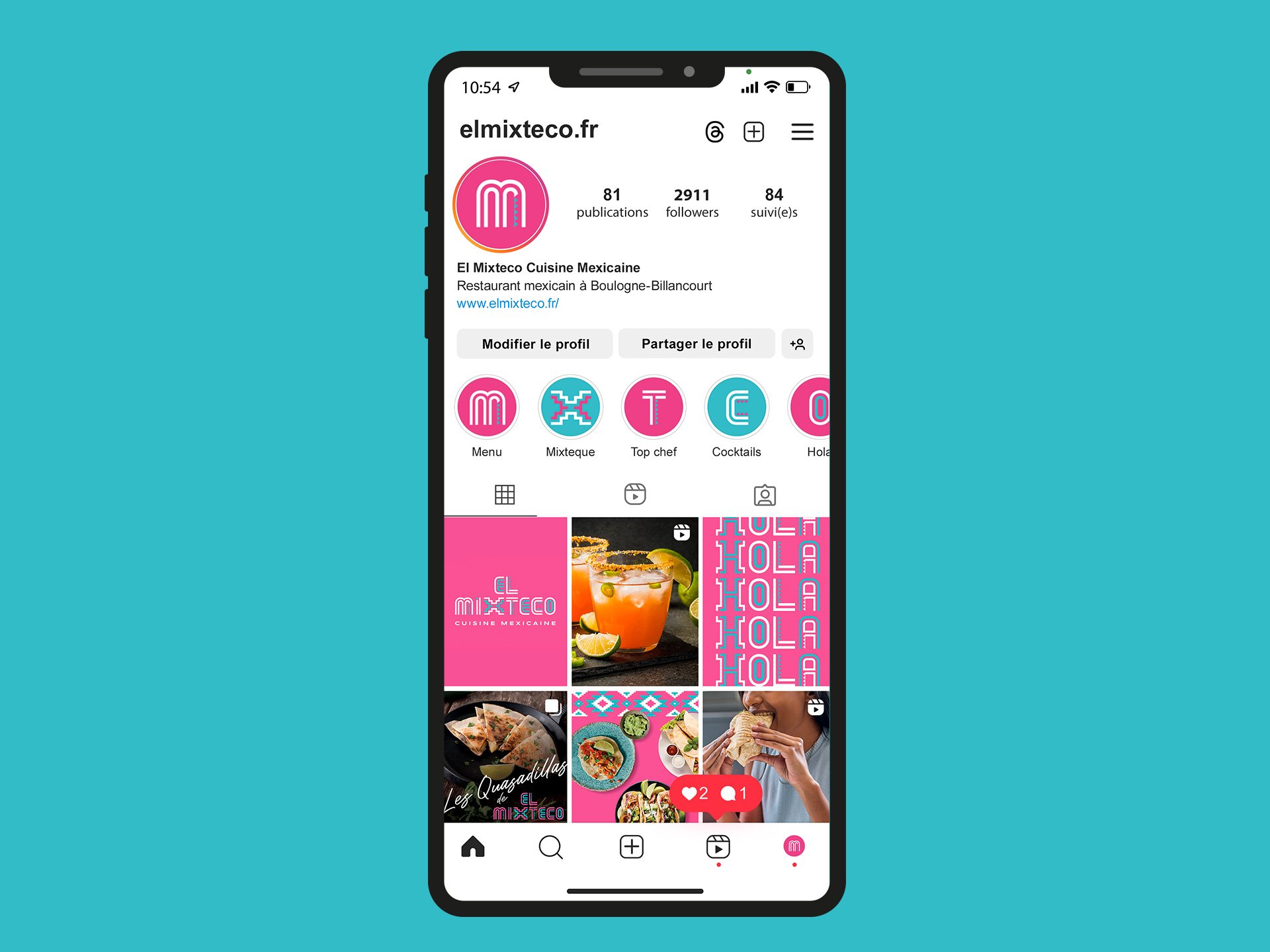 Charte graphique proposée pour le compte instagram El Mixteco